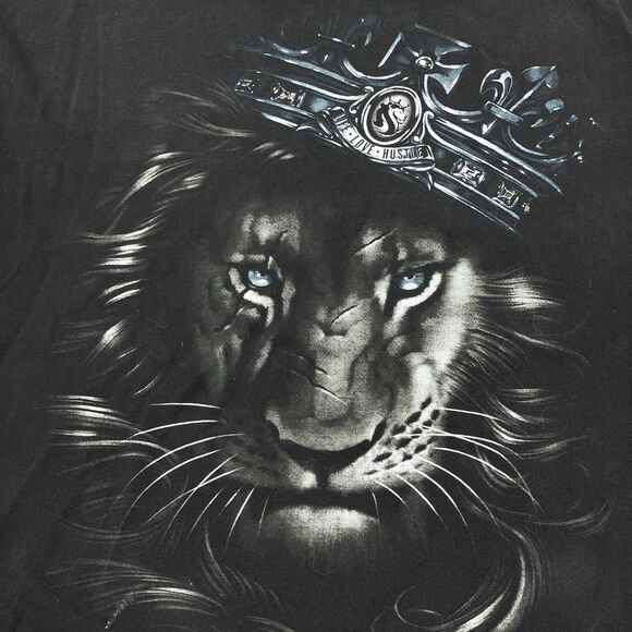 Ogabel King Lion Graphic T-Shirt, Front and Back Graphics, Sz 3XL Lion Black Tee - Picture 2 of 13